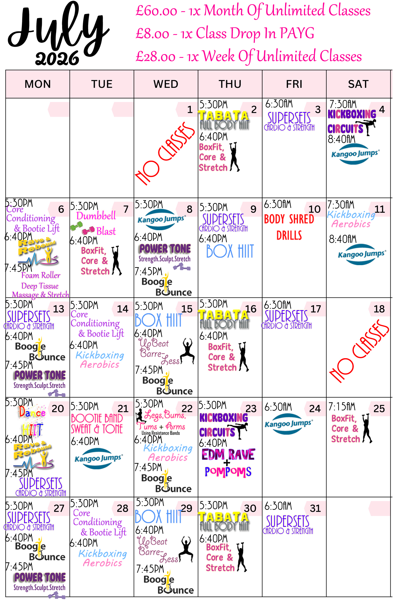 1 - July 2026 Pink Calendar